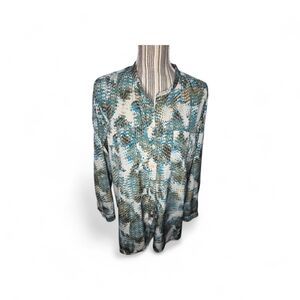 Ellen Tracy Women's Polka Dot Blouse in Blue and Brown Size L